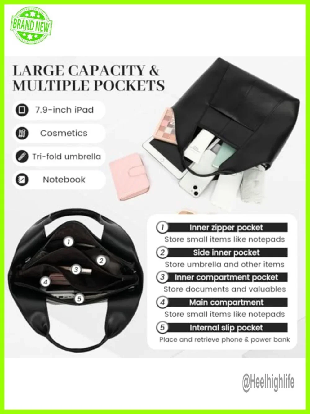 Vegan Leather Medium Satchel Handbag Crossbody Hobo Bag with Multi Pockets